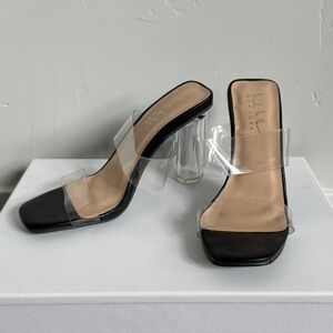 Nicole Miller Black and Clear Heels